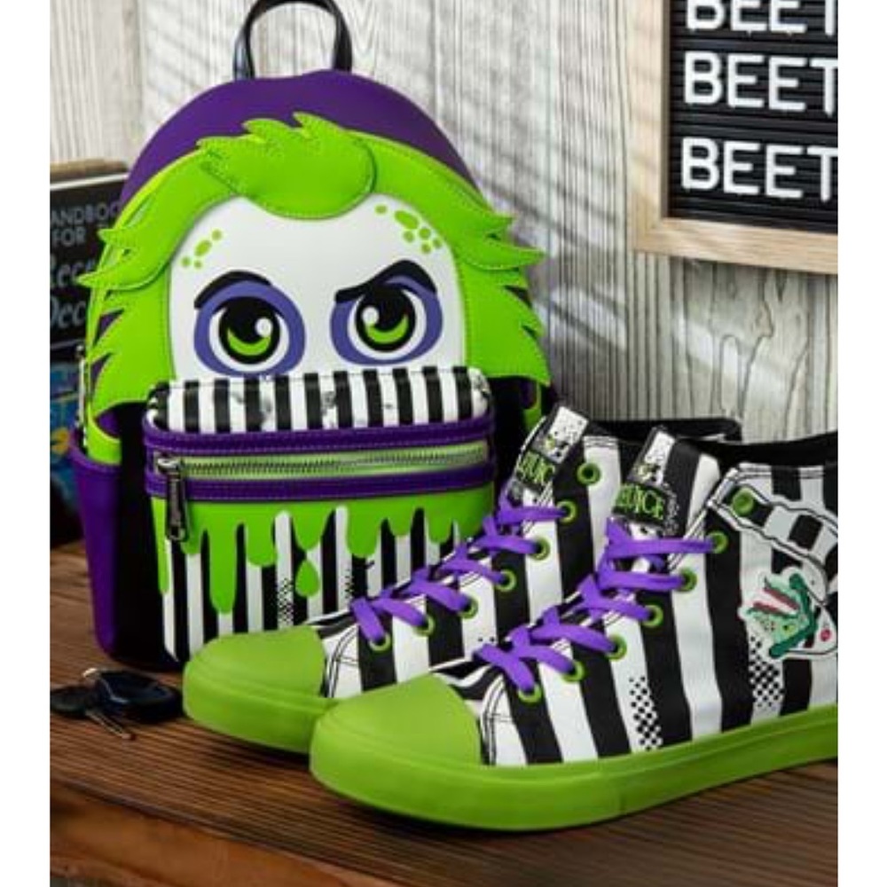 BEETLEJUICE sneakers shoes black and white sandworm striped stripe Tim Burton - Picture 10 of 16